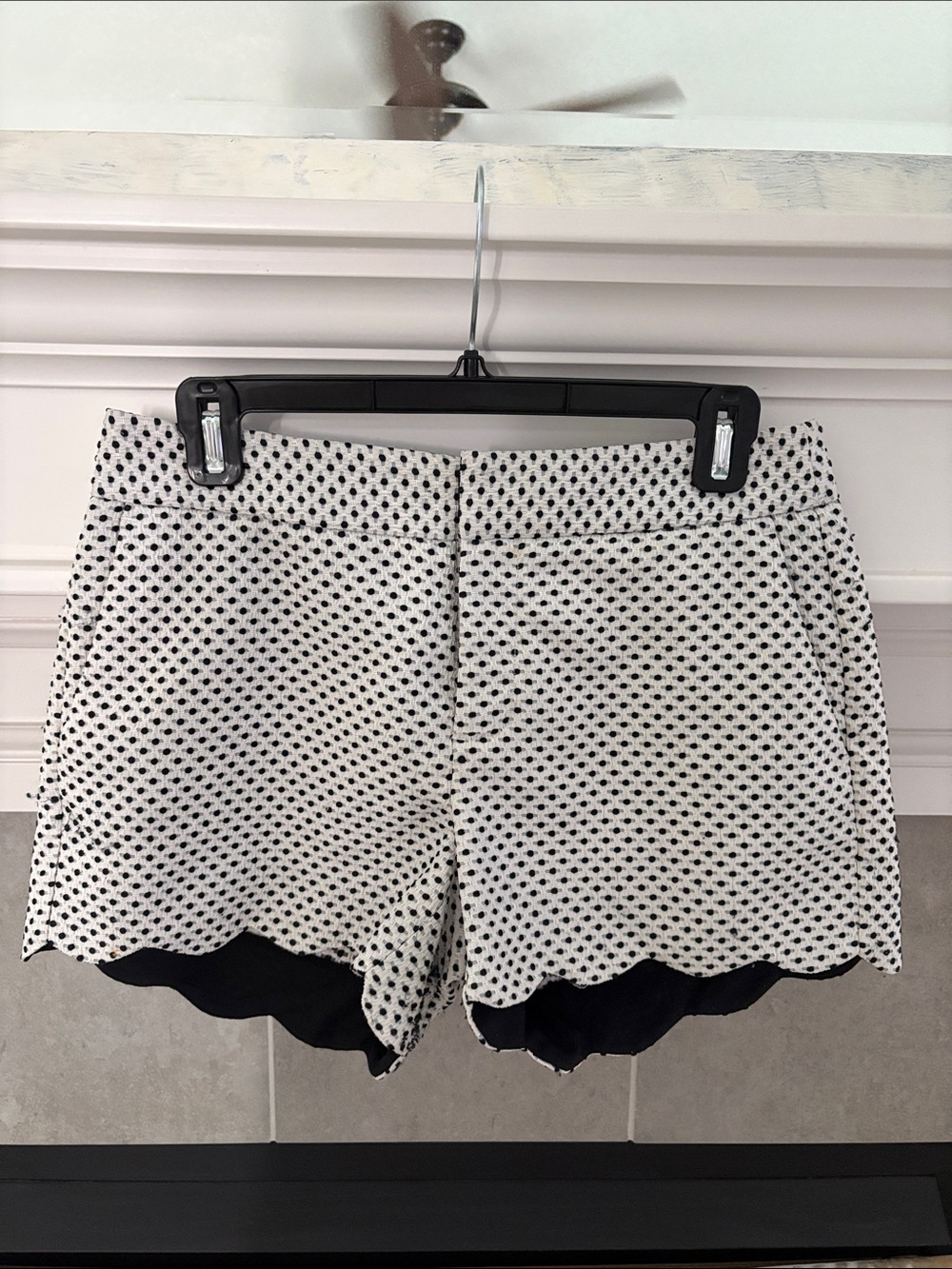 Elle White Polka Dot Scalloped Hem Shorts with Black Underlayer